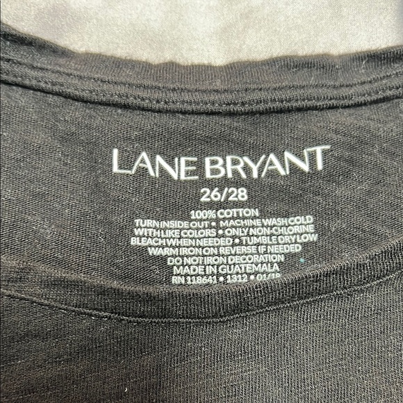 Lane Bryant 26/28 Floral Print Flutter Sleeve 100% cotton black womens plus size - Picture 2 of 12